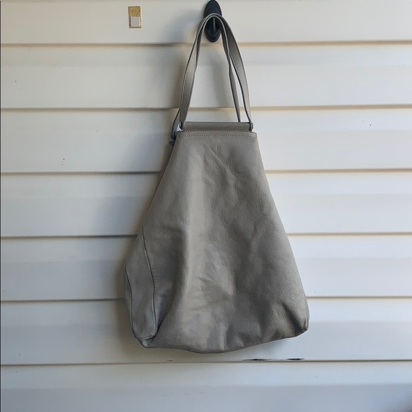 cos folded leather tote bag